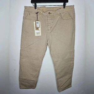 Thrills Chopped Long Rise Relaxed Chopped Hem Denim jean in Aged Tan  Sz 38‎